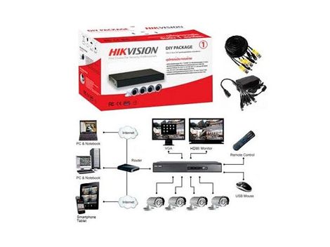 Комплект видеонаблюдения Hikvision DS-J142I/7104HGHI-F1 (4 out) Комплект TurboHD видеонаблюдения Hikvision DS-J142I/7104HQHI-F1/N